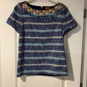 Tory Burch Joan embellished blue top NWOT